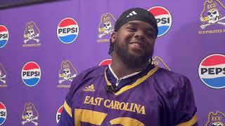 ECU Football DL Suirad Ware, Safety Omar Rogers - after practice interviews, Navy game week