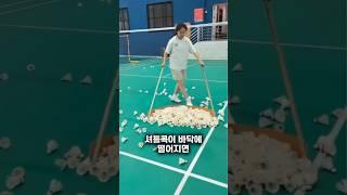 그 소녀는 깃털을 청소해서 수입을 얻습니다️
