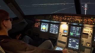 Childs first landing in a full motion A-320 Simulator