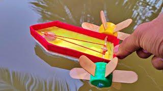 Rubber band powered boat | Science Project 2022