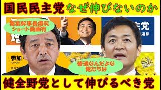 【国民民主党】玉木代表・榛葉幹事長・なぜ伸びないのか？「普通すぎるから(笑)」健全野党として伸びるべき・世論調査では議席増も　#放送事故