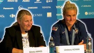 Emma Hayes and Lindsey Horan GOLD WINNING press conference  Brazil 0-1 USA  Paris 2024 Olympics