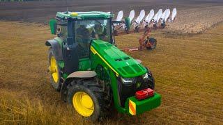 Ploughing Grass w/ John Deere 8R 370 & Kverneland 8 Furrow Plough