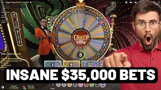 CRAZY TIME - INSANE $35,000 BETS - BIG WINS!