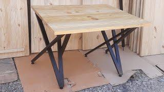 Dining Table Legs Unique Design With Pinewood Top #pavanfabrication