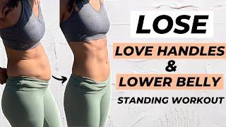 10 MIN LOVE HANDLES AND LOWER BELLY FAT WORKOUT Standing Only | No Equipment!