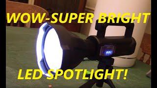 WOW! THIS IS BRIGHT! Cybbo Brand LED Rechargeable Spotlight with USB Output and Tripod REVIEW