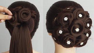 Flower Bun Hairstyle For Ladies - Easy Hairstyle For Prom | Hair Bun With A Donut