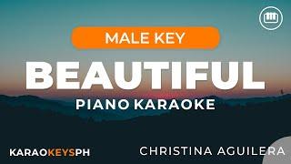 Beautiful - Christina Aguilera (Male Key - Piano Karaoke)