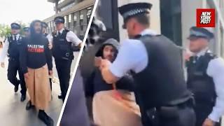 Heated confrontation between police and protestors outside Gal Gadot film set that led to arrests