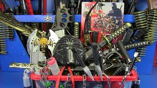 Box With Ninja Toys ! Sai,Shuriken,Nunchucks,Swords..Box of Toys