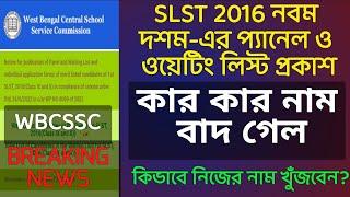 WBSSC | WBSSC News | SLST 2016 Panel and Waiting List