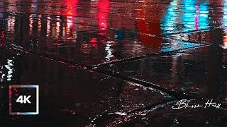 8 Hours of Rain Sound on City StreetㅣNight Rain, City Traffic Ambience for Deep Sleepㅣ4K ASMR