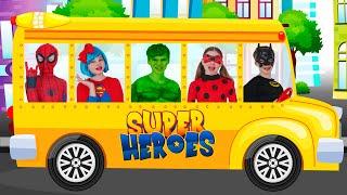 Wheels on the Bus (Superheroes) - Kids Nursery Rhymes