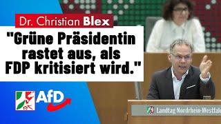 Grüne Präsidentin rastet aus, als FDP kritisiert wird | Dr. Christian Blex AfD