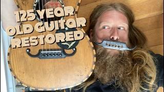 A New Moustache for an 125 Year Old Italian Parlor Guitar (antique restoration & repair)