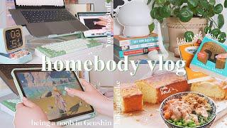 chill vlog | morning routine, book haul, baking a cake, playing animal crossing and Genshin