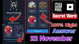 Not Pixel Secret Word 22 Nov | Not Pixel Airdrop Secret Code Today | Not pixel airdrop secret code