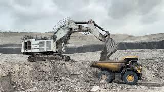 Giant excavator liebherr 9350 loading komatsu || just 3 bucket full 120 tons