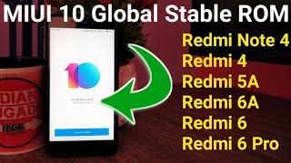 MIUI 10 Global Stable ROM Update for Redmi Note 4,Redmi 4,Redmi 5A,Redmi 6,Redmi 6A,Redmi 6 Pro