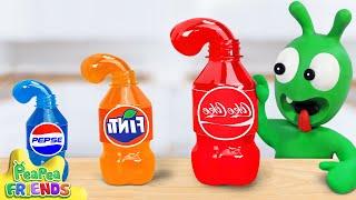 Making Jelly from Soda Bottles: Pea Pea Super Fun Challenge! - Kid Learning