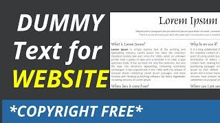 How To Create Dummy Content For Your Website | WordPress Sample Content | Lorem Ipsum