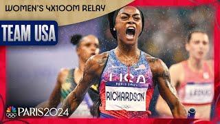 Sha'Carri Richardson runs a SCORCHING anchor leg to clinch 4x100m gold for USA | Paris Olympics