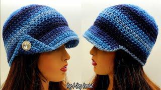 Easy Crochet Newsboy Hat | Bag O Day Free  Crochet Tutorial #670 Subtitles Available