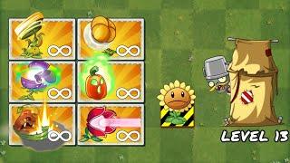 PvZ 2 Challenge - Various Plants With Infinite Power Up vs Super Tent Level 13. Protect The Plant