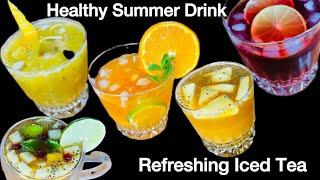 4 Easy Refreshing Iced Tea Recipes | Summer Drinks | 4 Fruits Iced Tea and Hot Fruit Tea