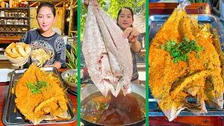 "Crispy Fish Curry Juicy Cook and Eat" Mommy Chef Cook in countryside | Cooking with Sros