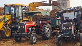 JCB 3dx Eco Loading Tractor Got Stuck in Mud Massey 245 Mahindra 475 Di Eicher 380 | Jcb and Tractor