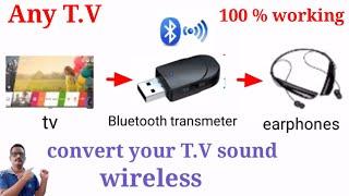 how to connect Bluetooth wireless headphones to any TV // tv audio bluetooth transmitter .