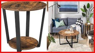 VASAGLE Round End Table with Storage Shelf, Side Tray for Small Space, Easy Assembly