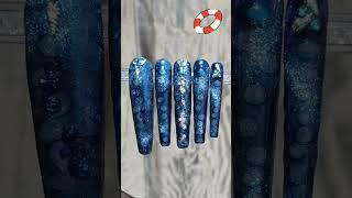 Deep Blue Ocean Nails With Hidden Sea Life @madamglamofficial #naildesign #naillovers