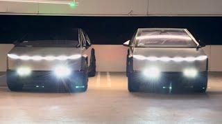 THE WORLDS FIRST DUAL CYBERTRUCK LIGHTSHOW #tesla #cybertruck #cybertrucklight #teslalightshow