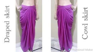 Draped/Cowl skirt cutting and stitching | Dhoti style trendy skirt making | Dhoti dress tutorial |