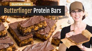 Chocolate Butterfinger Protein Bars | Easy, Gluten-Free Recipe