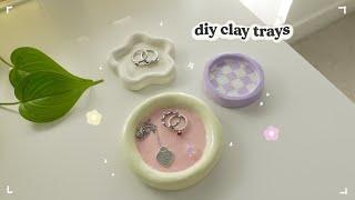 making air dry clay trays ⭐️ (flower, checkered, diy)