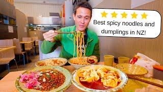 Eating Chinese Noodles & Dumplings in New Zealand!! (I Ordered Extra Spicy ️)