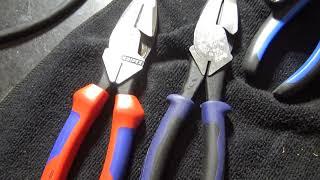 Alicates  Electricista  alta palanca knipex 0902240, vs Klein tools J213-9NE Linesman pliers