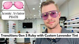 Iconic Porsche P8478 Aviator | Transitions Gen S Ruby Lenses with Custom Lavender Tint