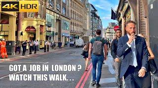 How Londoners go to Work | London Rush Hour Walk | Walking in London's Financial District [4K HDR]