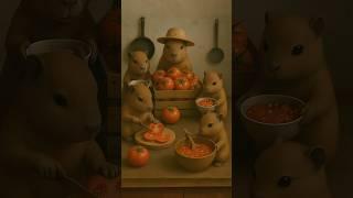Mini Capybara Harvests Tomatoes for a Cozy Dinner ️️