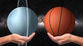 Planets of the solar system and balls: relative sizes