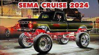  SEMA Cruise 2024! Incredible Custom Cars & Trucks roll out from Las Vegas Convention Center (4K)