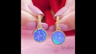 Jeulia "Dreamlike Feel" Blue Opal Sterling Silver Drop Earrings  - Jeulia.com