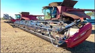 Combine Fire. Late Night Soybean Harvest.