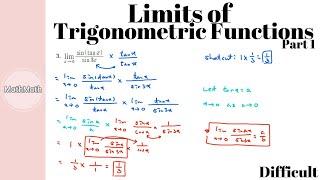 Calculus - HOW TO: Limits of Trigonometric Functions (Difficult Level Part 1)