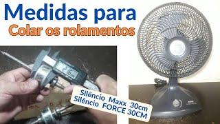 Medidas e gabarito para colar rolamentos eixo ventilador Arno silêncio force/maxx 30cm (Rotor 43mm)